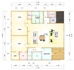 ４人家族の平屋間取りプラン