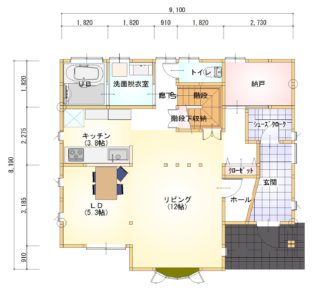 広々バルコニーの4LDK・2階建て住宅の間取り